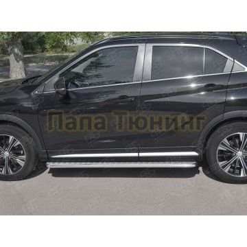 Пороги с площадкой алюминиевый лист d42 вариант 2 для Mitsubishi Eclipse Cross 2018-