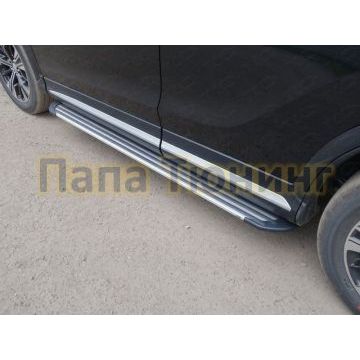 Пороги алюминиевые Slim Line Silver ТСС для Mitsubishi Eclipse Cross 2018-