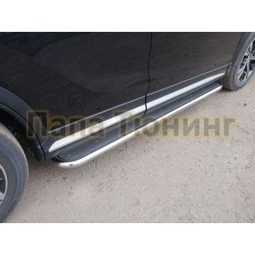 Пороги с площадкой нержавеющий лист 42 мм ТСС для Mitsubishi Eclipse Cross 2018-
