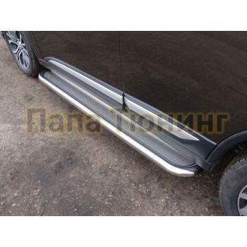 Пороги с площадкой нержавеющий лист 60 мм ТСС для Mitsubishi Eclipse Cross 2018-