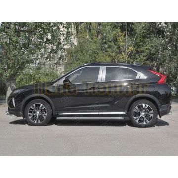 Пороги с площадкой алюминиевый лист d42 вариант 1 для Mitsubishi Eclipse Cross 2018-