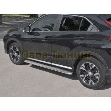 Пороги с площадкой нержавеющий лист 42 мм для Mitsubishi Eclipse Cross 2018-