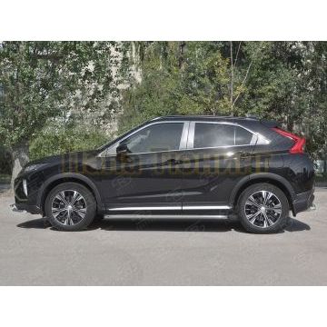 Пороги с площадкой нержавеющий лист 42 мм для Mitsubishi Eclipse Cross 2018-