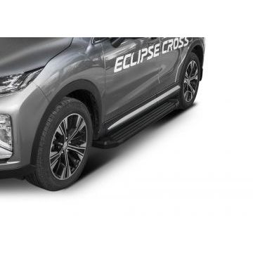 Пороги алюминиевые Rival Black New для Mitsubishi Eclipse Cross 2018-