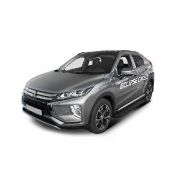 Пороги алюминиевые Rival Black New для Mitsubishi Eclipse Cross 2018-