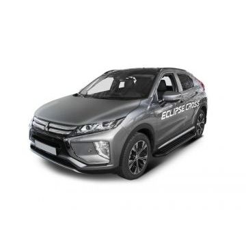 Пороги алюминиевые Rival Black-Premium для Mitsubishi Eclipse Cross 2018-