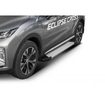 Пороги алюминиевые Rival Silver New для Mitsubishi Eclipse Cross 2018-