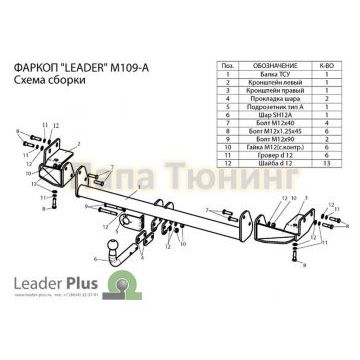 Фаркоп Лидер-Плюс для Mitsubishi Grandis 2003-2011