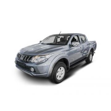 Пороги алюминиевые Rival Black-Premium для Mitsubishi L200/Fiat Fullback 2006-