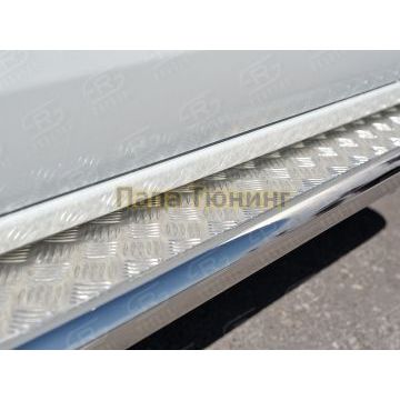 Пороги с площадкой алюминиевый лист d42 вариант 1 РусСталь для Mitsubishi L200 2015-2019