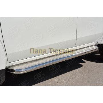 Пороги с площадкой алюминиевый лист d42 вариант 2 РусСталь для Mitsubishi L200 2015-2019