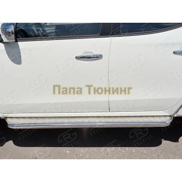 Пороги с площадкой алюминиевый лист d42 вариант 2 РусСталь для Mitsubishi L200 2015-2019