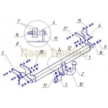Фаркоп Avtos для Mitsubishi Lancer IX 2000-2010