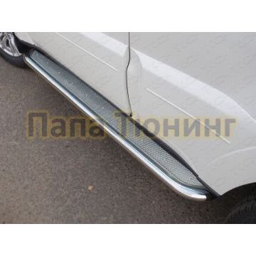 Пороги с площадкой нержавеющий лист 60 мм ТСС для Mitsubishi Pajero 4 2014- Пороги с площадкой нержавеющий лист 60 мм ТСС для Mitsubishi Pajero 4 2014-