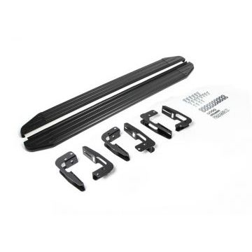 Пороги алюминиевые Rival Black-Premium для Mitsubishi Pajero 4 2006-