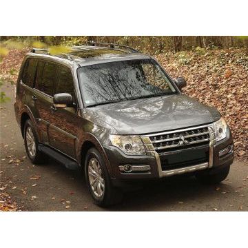 Пороги алюминиевые Rival Black Start для Mitsubishi Pajero 4 2006-