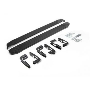 Пороги алюминиевые Rival Black Start для Mitsubishi Pajero 4 2006-