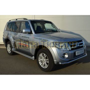 Пороги труба d42 вариант 1 РусСталь для Mitsubishi Pajero IV 2011-2014