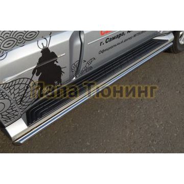 Пороги труба d42 вариант 1 РусСталь для Mitsubishi Pajero IV 2011-2014