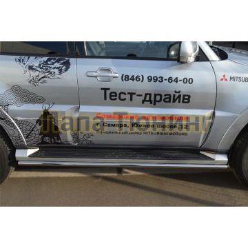 Пороги труба d42 вариант 3 РусСталь для Mitsubishi Pajero IV 2011-2014