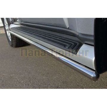 Пороги труба d42 вариант 3 РусСталь для Mitsubishi Pajero IV 2006-2011