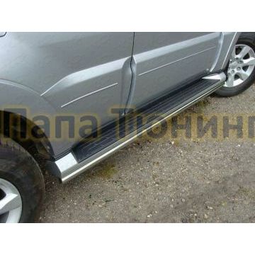 Защита штатных порогов 42 мм ТСС для Mitsubishi Pajero 4 2006-2014 Защита штатных порогов 42 мм ТСС для Mitsubishi Pajero 4 2006-2014