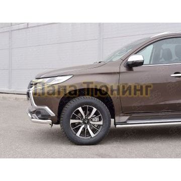 Защита передняя двойная 63-75х42 мм РусСталь для Mitsubishi Pajero Sport 2016-2021