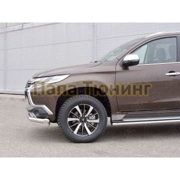 Защита переднего бампера d76 РусСталь для Mitsubishi Pajero Sport 2016-2021