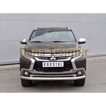 Защита переднего бампера d76 РусСталь для Mitsubishi Pajero Sport 2016-2021