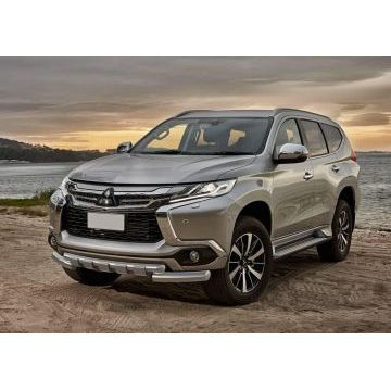 Защита передняя двойная с накладками 76-57 мм Rival для Mitsubishi Pajero Sport 2016-2021