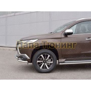 Защита передняя двойная d57-d57 РусСталь для Mitsubishi Pajero Sport 2016-2021