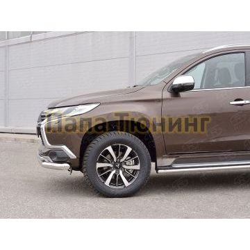 Защита передняя двойная d76-d42 РусСталь для Mitsubishi Pajero Sport 2016-2021