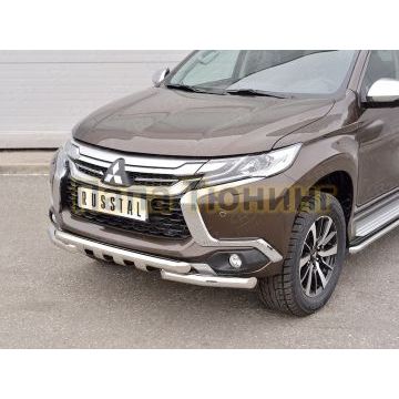 Защита передняя двойная клыки d57-d57 РусСталь для Mitsubishi Pajero Sport 2016-2021