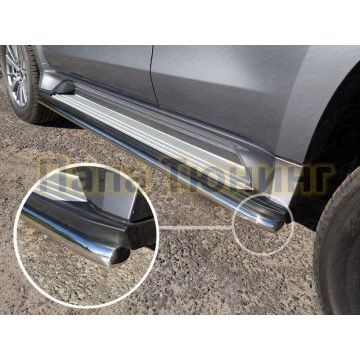 Защита штатных порогов 42 мм ТСС для Mitsubishi Pajero Sport 2016-2021 Защита штатных порогов 42 мм ТСС для Mitsubishi Pajero Sport 2016-2021