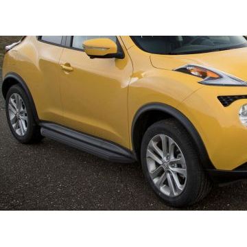 Пороги алюминиевые Rival Black-Premium на 4х4 для Nissan Juke 2010-2016