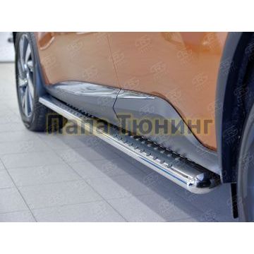 Пороги труба овальная с проступью 120х60 мм РусСталь для Nissan Murano 2016-