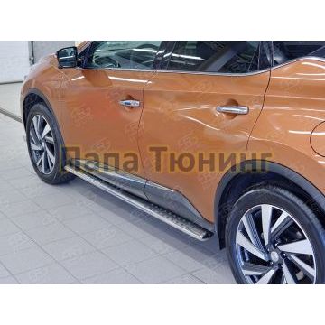 Пороги труба овальная с проступью 120х60 мм РусСталь для Nissan Murano 2016-