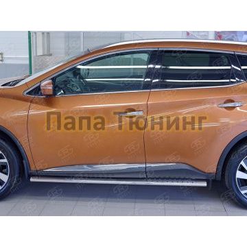 Пороги труба овальная с проступью 120х60 мм РусСталь для Nissan Murano 2016-