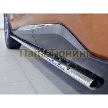 Пороги труба овальная с проступью 75х42 мм РусСталь для Nissan Murano 2016-