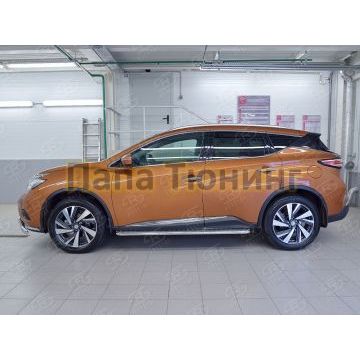 Пороги с площадкой алюминиевый лист d42 вариант 2 РусСталь для Nissan Murano 2016-