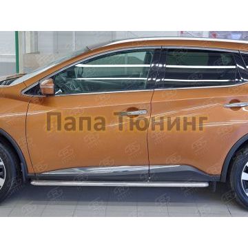 Пороги с площадкой нержавеющий лист 42 мм РусСталь для Nissan Murano 2016-