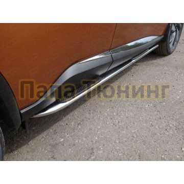 Пороги труба овальная с накладками гнутые 75х42 мм ТСС для Nissan Murano 2016- Пороги труба овальная с накладками гнутые 75х42 мм ТСС для Nissan Murano 2016-