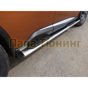 Пороги труба овальная с накладками 120х60 мм ТСС для Nissan Murano 2016- Пороги труба овальная с накладками 120х60 мм ТСС для Nissan Murano 2016-