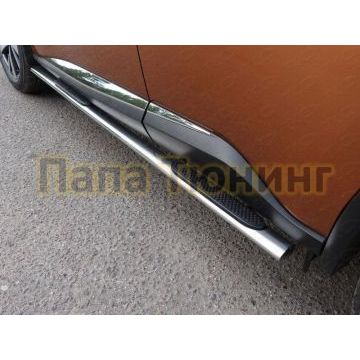Пороги труба овальная с накладками 75х42 мм ТСС для Nissan Murano 2016- Пороги труба овальная с накладками 75х42 мм ТСС для Nissan Murano 2016-