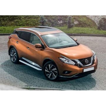 Пороги с площадкой нержавеющий лист 57 мм Rival для Nissan Murano 2016-