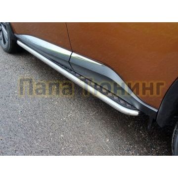 Пороги с площадкой алюминиевый лист 42 мм ТСС для Nissan Murano 2016- Пороги с площадкой алюминиевый лист 42 мм ТСС для Nissan Murano 2016-