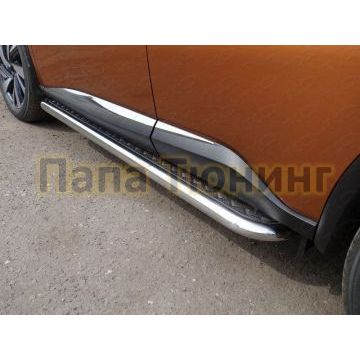 Пороги с площадкой алюминиевый лист 60 мм ТСС для Nissan Murano 2016- Пороги с площадкой алюминиевый лист 60 мм ТСС для Nissan Murano 2016-
