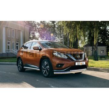 Пороги с площадкой алюминиевый лист 60 мм ALFeco для Nissan Murano 2016-