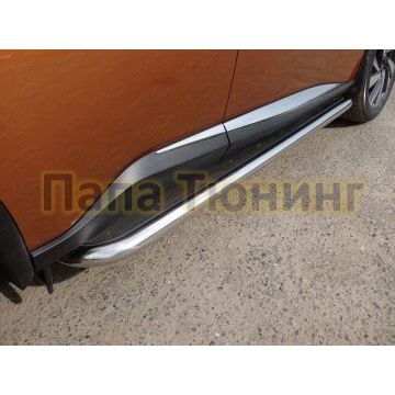 Пороги с площадкой нержавеющий лист 60 мм ТСС для Nissan Murano 2016- Пороги с площадкой нержавеющий лист 60 мм ТСС для Nissan Murano 2016-