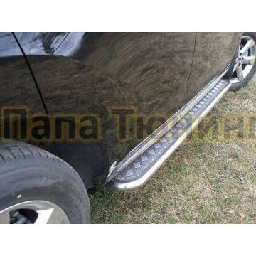 Пороги с площадкой алюминиевый лист 42 мм ТСС для Nissan Murano 2008-2016